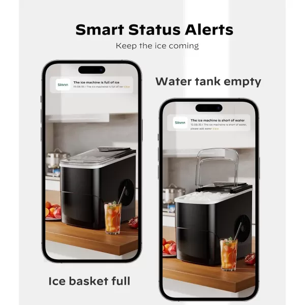 imageSilonn Ice Makers Countertop 9 Cubes Ready in 6 Mins 26lbs in 24Hrs SelfCleaning Ice Machine with Ice Scoop and Basket 2 Sizes of Bullet Ice for Home Kitchen Office Bar Party BlackBlackSmart