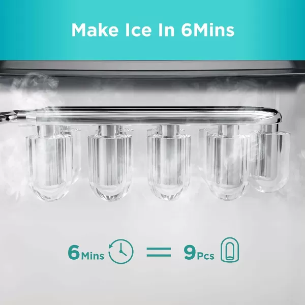 imageSilonn Ice Makers Countertop 9 Cubes Ready in 6 Mins 26lbs in 24Hrs SelfCleaning Ice Machine with Ice Scoop and Basket 2 Sizes of Bullet Ice for Home Kitchen Office Bar Party BlackGreen