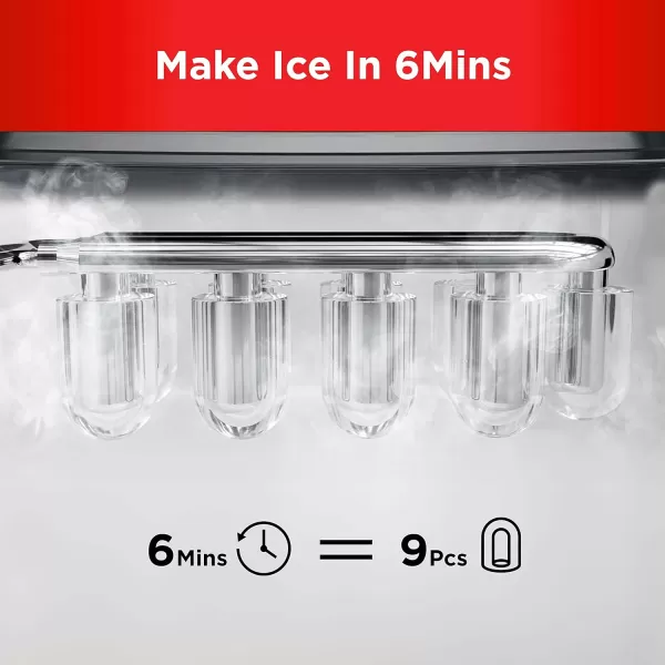 imageSilonn Ice Makers Countertop 9 Cubes Ready in 6 Mins 26lbs in 24Hrs SelfCleaning Ice Machine with Ice Scoop and Basket 2 Sizes of Bullet Ice for Home Kitchen Office Bar Party BlackRed