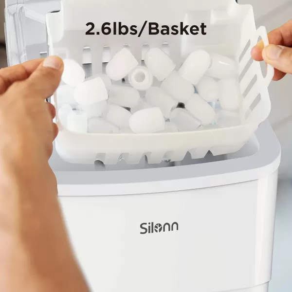 imageSilonn Ice Makers Countertop 9 Cubes Ready in 6 Mins 26lbs in 24Hrs SelfCleaning Ice Machine with Ice Scoop and Basket 2 Sizes of Bullet Ice for Home Kitchen Office Bar Party BlackWhite