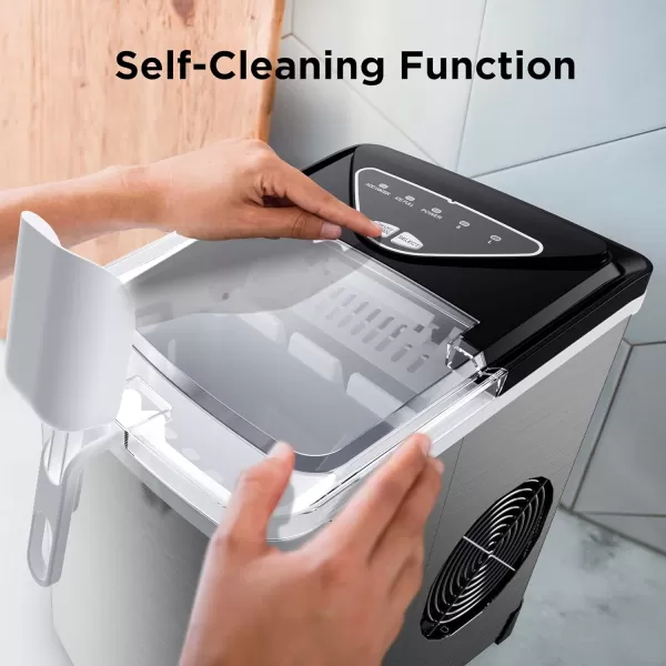 imageSilonn Ice Makers Countertop 9 Cubes Ready in 6 Mins 26lbs in 24Hrs SelfCleaning Ice Machine with Ice Scoop and Basket 2 Sizes of Bullet Ice for Home Kitchen Office Bar Party BlackStainless Steel01