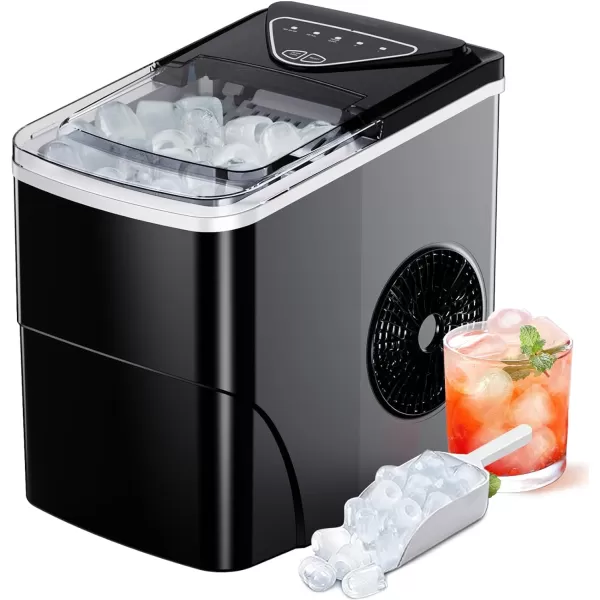 imageSilonn Ice Makers Countertop 9 Cubes Ready in 6 Mins 26lbs in 24Hrs SelfCleaning Ice Machine with Ice Scoop and Basket 2 Sizes of Bullet Ice for Home Kitchen Office Bar Party BlackBlack01