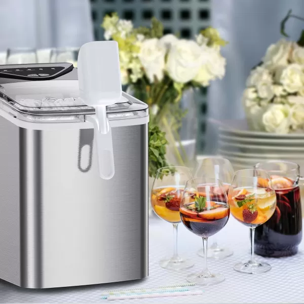 imageSilonn Ice Makers Countertop 9 Cubes Ready in 6 Mins 26lbs in 24Hrs SelfCleaning Ice Machine with Ice Scoop and Basket 2 Sizes of Bullet Ice for Home Kitchen Office Bar Party BlackStainless Steel01