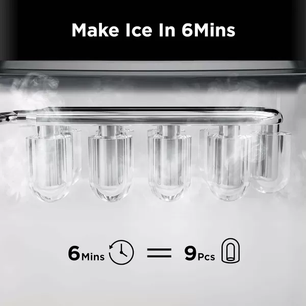 imageSilonn Ice Makers Countertop 9 Cubes Ready in 6 Mins 26lbs in 24Hrs SelfCleaning Ice Machine with Ice Scoop and Basket 2 Sizes of Bullet Ice for Home Kitchen Office Bar Party BlackBlack