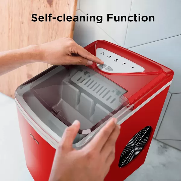imageSilonn Ice Makers Countertop 9 Cubes Ready in 6 Mins 26lbs in 24Hrs SelfCleaning Ice Machine with Ice Scoop and Basket 2 Sizes of Bullet Ice for Home Kitchen Office Bar Party BlackRed