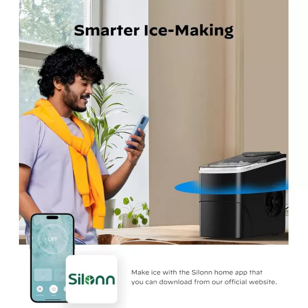 imageSilonn Ice Makers Countertop 9 Cubes Ready in 6 Mins 26lbs in 24Hrs SelfCleaning Ice Machine with Ice Scoop and Basket 2 Sizes of Bullet Ice for Home Kitchen Office Bar Party BlackBlackSmart
