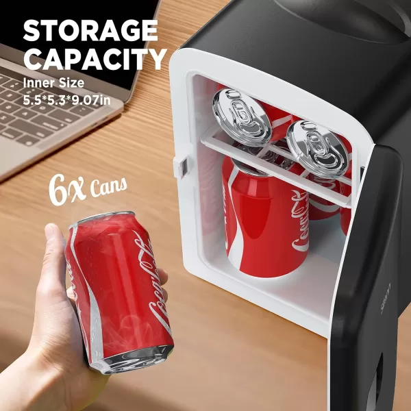 imageSilonn Mini Fridge Portable Skin Care Fridge 4 L6 Can Cooler and Warmer Small Refrigerator with Eco Friendly for Home Office Car and College Dorm Room Compact Refrigerator and Teal SLRE01G1Black