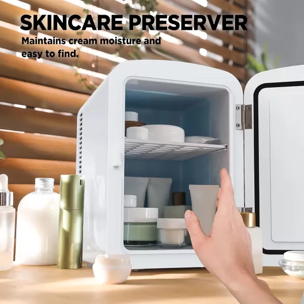 imageSilonn Mini Fridge Portable Skin Care Fridge 4 L6 Can Cooler and Warmer Small Refrigerator with Eco Friendly for Home Office Car and College Dorm Room Compact Refrigerator and Teal SLRE01G1White
