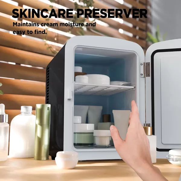 imageSilonn Mini Fridge Portable Skin Care Fridge 4 L6 Can Cooler and Warmer Small Refrigerator with Eco Friendly for Home Office Car and College Dorm Room Compact Refrigerator and Teal SLRE01G1Black