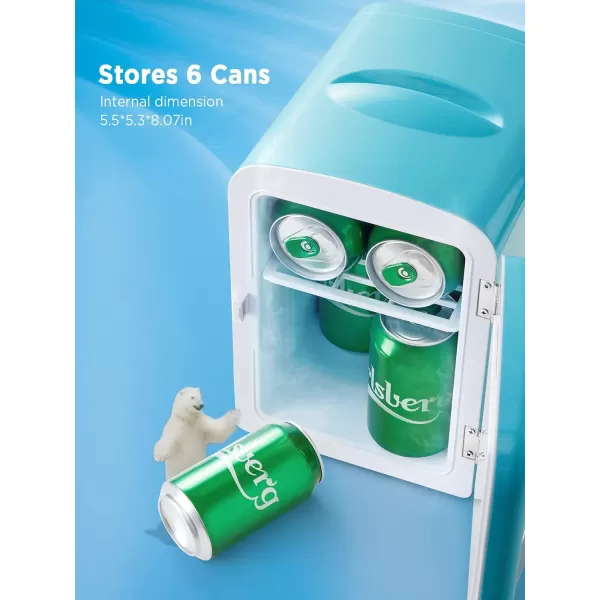 imageSilonn Mini Fridge Portable Skin Care Fridge 4 L6 Can Cooler and Warmer Small Refrigerator with Eco Friendly for Home Office Car and College Dorm Room Compact Refrigerator and Teal SLRE01G1Teal