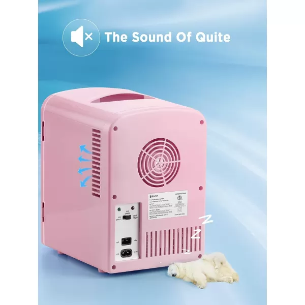 imageSilonn Mini Fridge Portable Skin Care Fridge 4 L6 Can Cooler and Warmer Small Refrigerator with Eco Friendly for Home Office Car and College Dorm Room Compact Refrigerator and Teal SLRE01G1Pink
