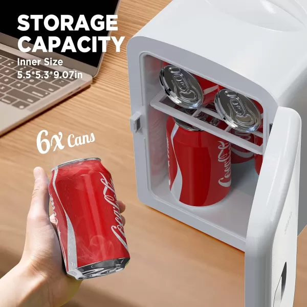 imageSilonn Mini Fridge Portable Skin Care Fridge 4 L6 Can Cooler and Warmer Small Refrigerator with Eco Friendly for Home Office Car and College Dorm Room Compact Refrigerator and Teal SLRE01G1White