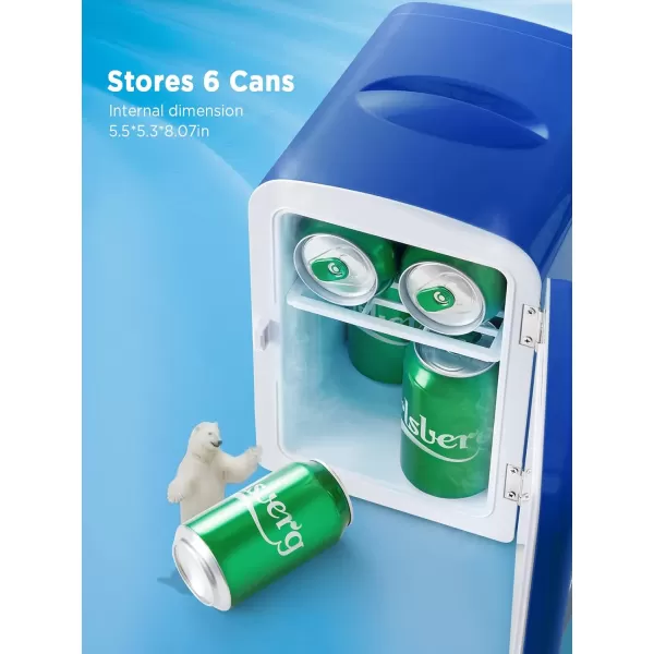 imageSilonn Mini Fridge Portable Skin Care Fridge 4 L6 Can Cooler and Warmer Small Refrigerator with Eco Friendly for Home Office Car and College Dorm Room Compact Refrigerator and Teal SLRE01G1Blue
