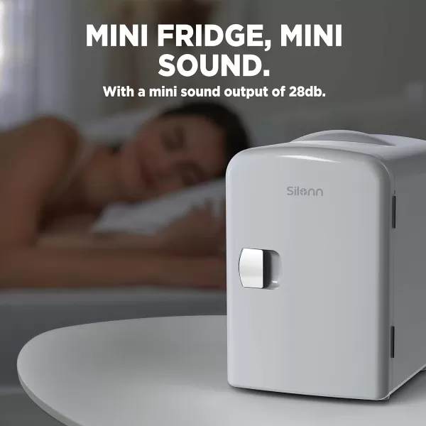 imageSilonn Mini Fridge Portable Skin Care Fridge 4 L6 Can Cooler and Warmer Small Refrigerator with Eco Friendly for Home Office Car and College Dorm Room Compact Refrigerator and Teal SLRE01G1White
