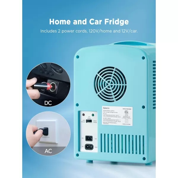 imageSilonn Mini Fridge Portable Skin Care Fridge 4 L6 Can Cooler and Warmer Small Refrigerator with Eco Friendly for Home Office Car and College Dorm Room Compact Refrigerator and Teal SLRE01G1Teal