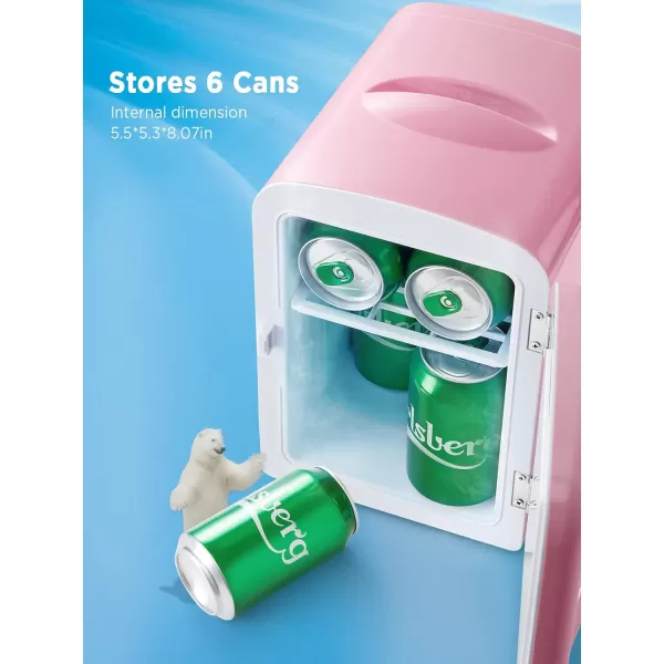imageSilonn Mini Fridge Portable Skin Care Fridge 4 L6 Can Cooler and Warmer Small Refrigerator with Eco Friendly for Home Office Car and College Dorm Room Compact Refrigerator and Teal SLRE01G1Pink