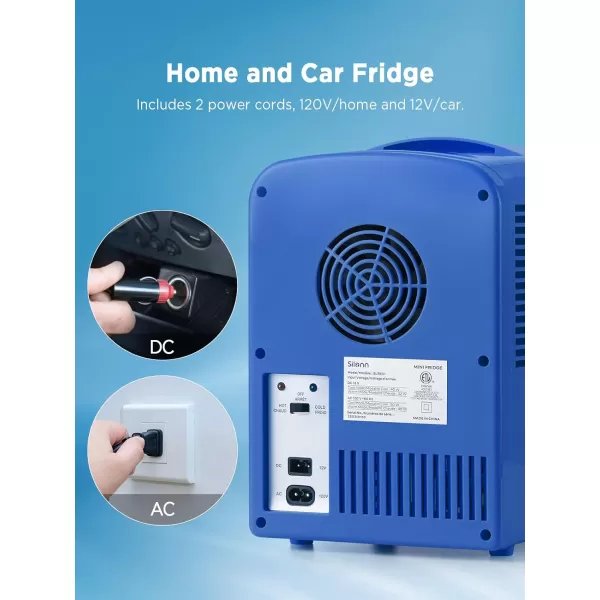 imageSilonn Mini Fridge Portable Skin Care Fridge 4 L6 Can Cooler and Warmer Small Refrigerator with Eco Friendly for Home Office Car and College Dorm Room Compact Refrigerator and Teal SLRE01G1Blue