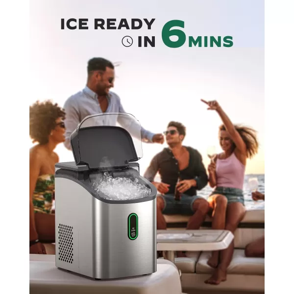 imageSilonn Nugget Ice Maker Countertop Pebble Ice Maker with Soft Chewable Ice OneClick Operation Ice Machine with SelfCleaning 33lbs24H for HomeKitchenOfficeStainless steel