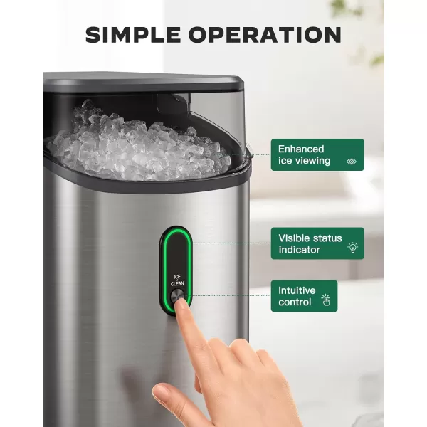 imageSilonn Nugget Ice Maker Countertop Pebble Ice Maker with Soft Chewable Ice OneClick Operation Ice Machine with SelfCleaning 33lbs24H for HomeKitchenOfficeStainless steel