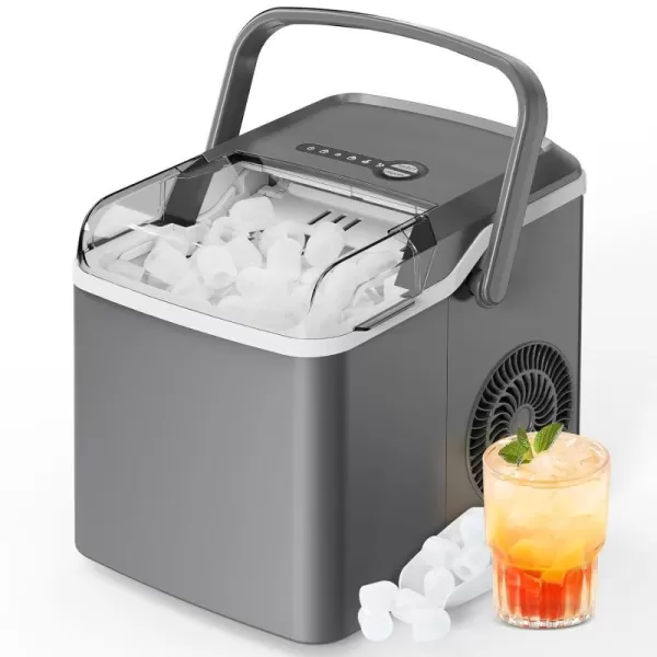 imageSilonn Countertop Ice Maker  9 Cubes Ready in 6 Mins 26lbs in 24Hrs Portable Ice Machine with SelfCleaning 2 Sizes of Bullet Ice for HomeKitchenPartyRV BlackGrey