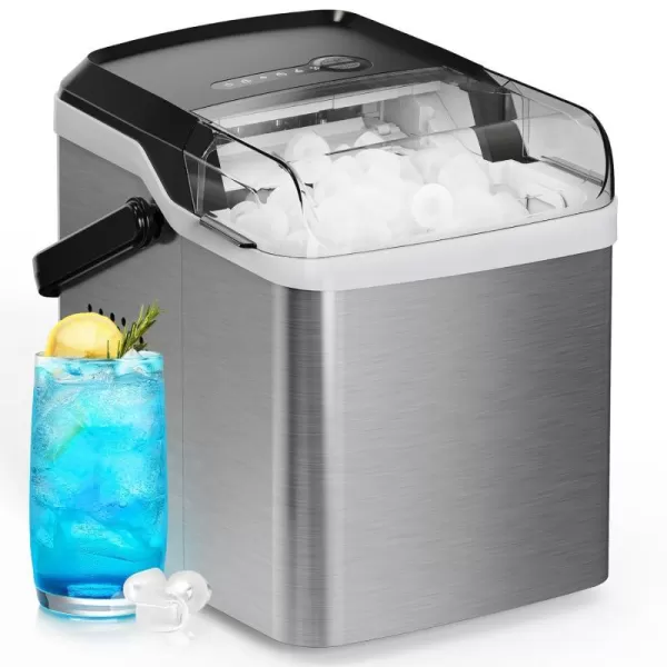 imageSilonn Countertop Ice Maker 9 Cubes Ready in 6 Mins 26lbs in 24Hrs Portable Ice Machine with SelfCleaning 2 Sizes of Bullet Ice for HomeKitchenPartyRV Stainless SteelStainless Steel
