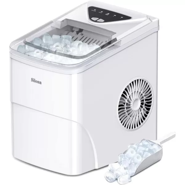 imageSilonn Ice Makers Countertop 9 Cubes Ready in 6 Mins 26lbs in 24Hrs SelfCleaning Ice Machine with Ice Scoop and Basket 2 Sizes of Bullet Ice for Home Kitchen Office Bar Party BlackWhite