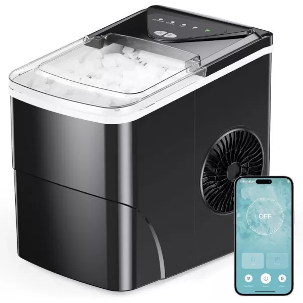 imageSilonn Ice Makers Countertop 9 Cubes Ready in 6 Mins 26lbs in 24Hrs SelfCleaning Ice Machine with Ice Scoop and Basket 2 Sizes of Bullet Ice for Home Kitchen Office Bar Party BlackBlackSmart