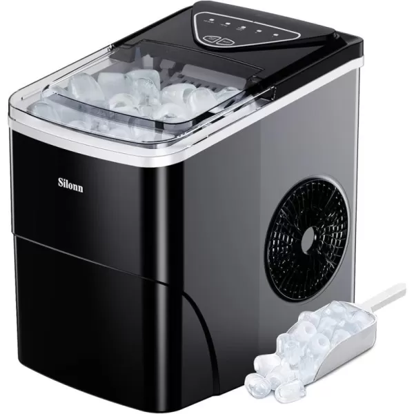 imageSilonn Ice Makers Countertop 9 Cubes Ready in 6 Mins 26lbs in 24Hrs SelfCleaning Ice Machine with Ice Scoop and Basket 2 Sizes of Bullet Ice for Home Kitchen Office Bar Party BlackBlack