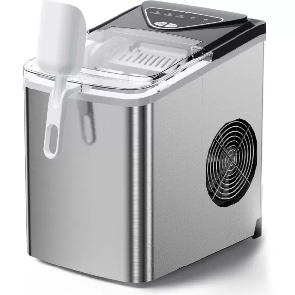 imageSilonn Ice Makers Countertop 9 Cubes Ready in 6 Mins 26lbs in 24Hrs SelfCleaning Ice Machine with Ice Scoop and Basket 2 Sizes of Bullet Ice for Home Kitchen Office Bar Party BlackStainless Steel01