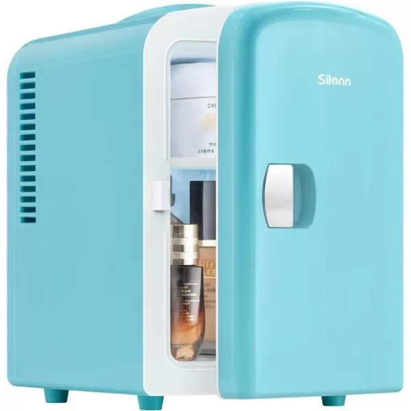 imageSilonn Mini Fridge Portable Skin Care Fridge 4 L6 Can Cooler and Warmer Small Refrigerator with Eco Friendly for Home Office Car and College Dorm Room Compact Refrigerator and Teal SLRE01G1Teal