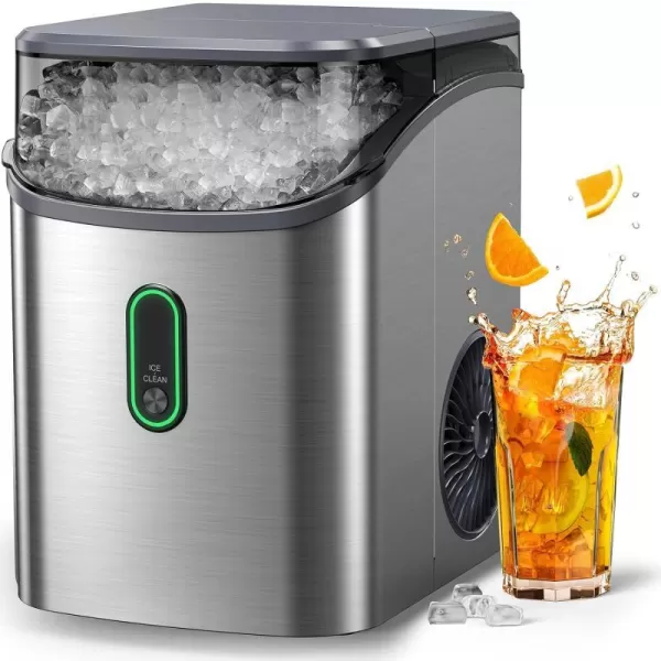 imageSilonn Nugget Ice Maker Countertop Pebble Ice Maker with Soft Chewable Ice OneClick Operation Ice Machine with SelfCleaning 33lbs24H for HomeKitchenOfficeStainless steel