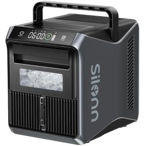 imageSilonn Countertop Ice Maker 9 Cubes Ready in 6 Mins 26lbs in 24Hrs SelfCleaning Ice Machine with Ice Scoop and Basket 2 Sizes of Bullet Ice for Home Kitchen Office Bar Party GreenTarnish