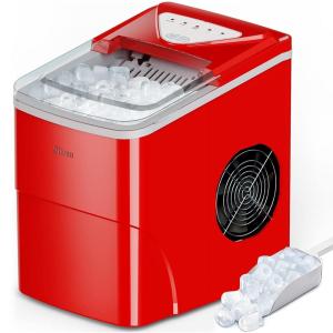 imageSilonn Ice Makers Countertop 9 Cubes Ready in 6 Mins 26lbs in 24Hrs SelfCleaning Ice Machine with Ice Scoop and Basket 2 Sizes of Bullet Ice for Home Kitchen Office Bar Party GreenRed