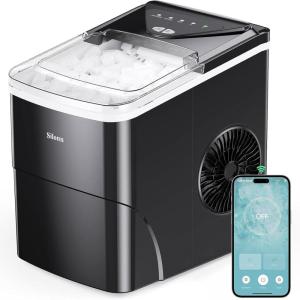 imageSilonn Ice Makers Countertop 9 Cubes Ready in 6 Mins 26lbs in 24Hrs SelfCleaning Ice Machine with Ice Scoop and Basket 2 Sizes of Bullet Ice for Home Kitchen Office Bar Party GreenBlackAPP