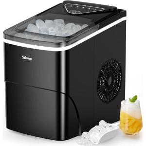 imageSilonn Ice Makers Countertop 9 Cubes Ready in 6 Mins 26lbs in 24Hrs SelfCleaning Ice Machine with Ice Scoop and Basket 2 Sizes of Bullet Ice for Home Kitchen Office Bar Party GreenBlacktransparent