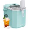 imageSilonn Ice Maker Countertop Stainless Steel Portable Ice Machine with Carry Handle SelfCleaning Ice Makers with Basket and Scoop 9 Cubes in 6 Mins 26 lbs per DayLight Green