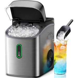 imageSilonn Nugget Ice Makers CountertopTimer Pebble Ice Maker with Soft Chewable Ice 44lbs per Day Ice Machine with SelfCleaningOneClick Operation Stainless SteelStainless Steel Silver