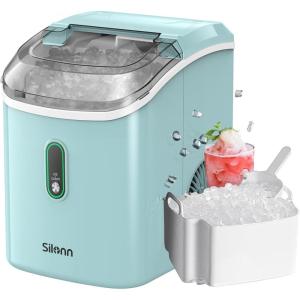imageSilonn Portable 4Power Ice Maker  9 Cubes in 6 Mins 22lbsDay  12V24V Car ampamp 100240V AC SolarReady AutoClean Countertop Ice Machine for Camping RV Home ampamp Outdoor No Plumbing NeededGreenPRO