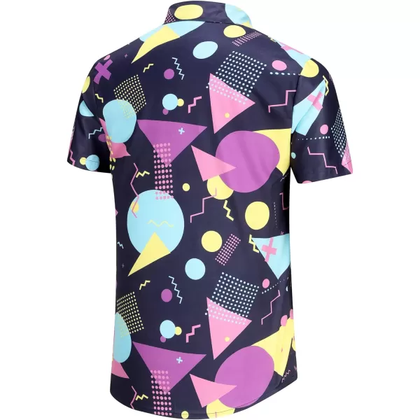 KYKU 80s Costume 90s Clothes Hawaiian Shirt for Men Button Down Shirts Short Sleeve Retro Disco Outfits