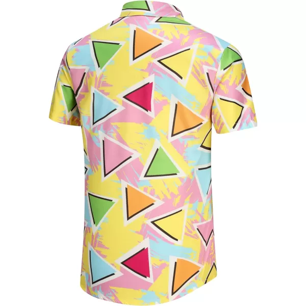KYKU 80s Costume 90s Clothes Hawaiian Shirt for Men Button Down Shirts Short Sleeve Retro Disco Outfits