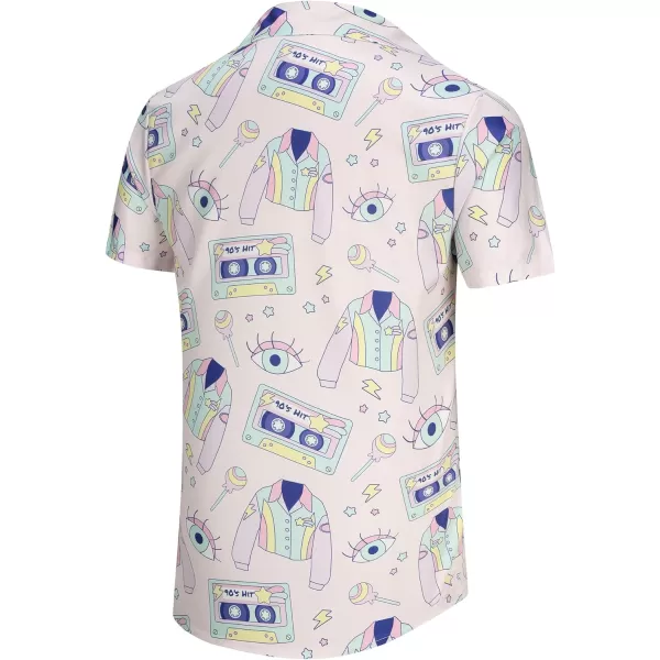 KYKU 80s Costume 90s Clothes Hawaiian Shirt for Men Button Down Shirts Short Sleeve Retro Disco Outfits