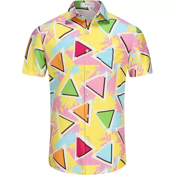 KYKU 80s Costume 90s Clothes Hawaiian Shirt for Men Button Down Shirts Short Sleeve Retro Disco Outfits