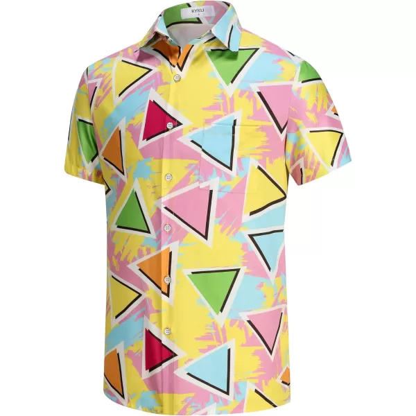 KYKU 80s Costume 90s Clothes Hawaiian Shirt for Men Button Down Shirts Short Sleeve Retro Disco Outfits