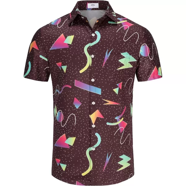 KYKU 80s Costume 90s Clothes Hawaiian Shirt for Men Button Down Shirts Short Sleeve Retro Disco Outfits