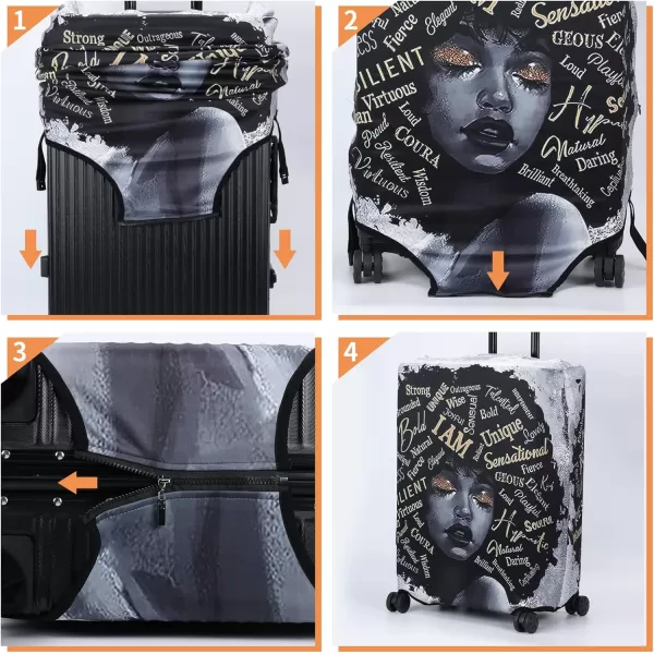 KYKU African American Luggage Cover Spandex Suitcase Protector Fits 19-21 Inch