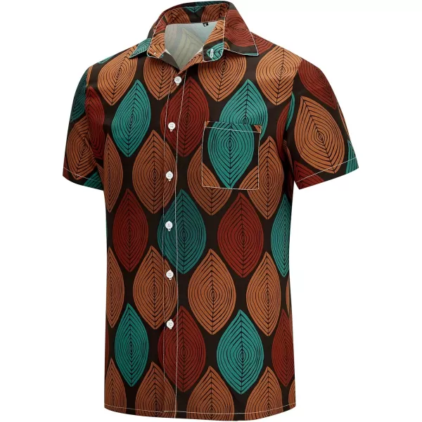 KYKU African Shirts for Men Dashiki 70s Outfits Print Button Down Shirt Men Short Sleeve Clothing