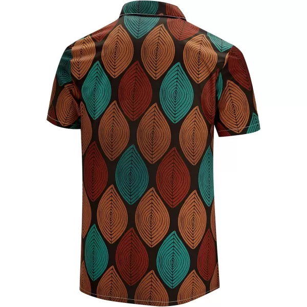 KYKU African Shirts for Men Dashiki 70s Outfits Print Button Down Shirt Men Short Sleeve Clothing