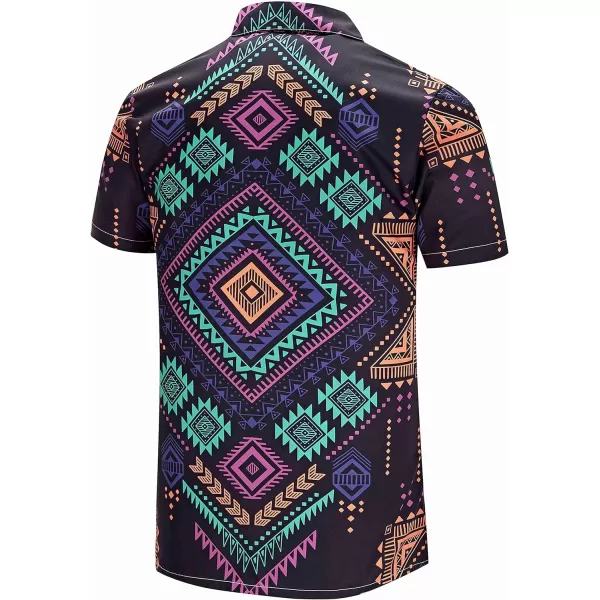 KYKU African Shirts for Men Dashiki 70s Outfits Print Button Down Shirt Men Short Sleeve Clothing