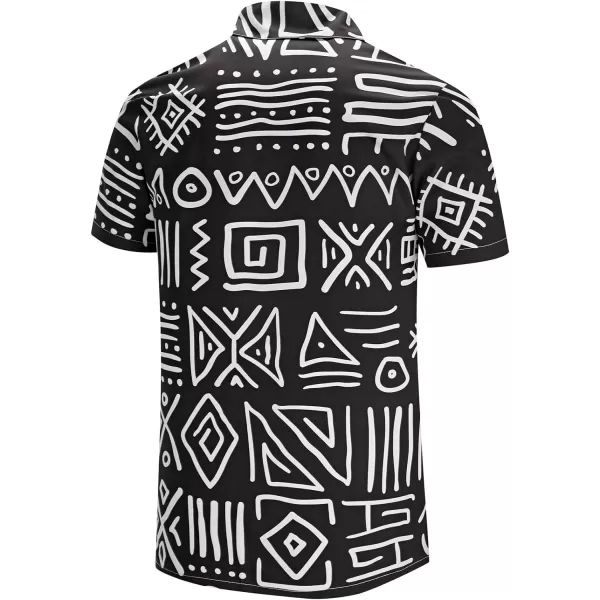 KYKU African Shirts for Men Dashiki 70s Outfits Print Button Down Shirt Men Short Sleeve Clothing