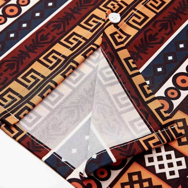 KYKU African Shirts for Men Dashiki 70s Outfits Print Button Down Shirt Men Short Sleeve Clothing